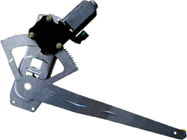 TRANSIT MKV 1995-2001 FRONT DOOR WINDOW-LIFT REGULATOR, COMPLETE, ELECTRIC ADJ., W/ MOTOR, LEFT