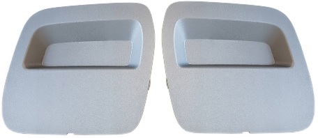 DUSTER 2018-2024 FRONT BUMPER TOWLING HOOK COVER,  SET, LEFT + RIGHT (GRAY)